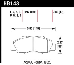 Honda Prelude Brake Pads - Front - Hawk Performance - HPS Performance Street Compound - `97-`01 Honda Prelude Brake Pads - Front - Hawk Performance - HPS Performance Street Compound - `97-`01